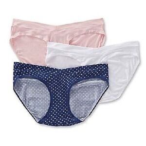Playtex Maternity Panties, V-Front Hipster, 3 Pack, Navy White Peach, Size XL